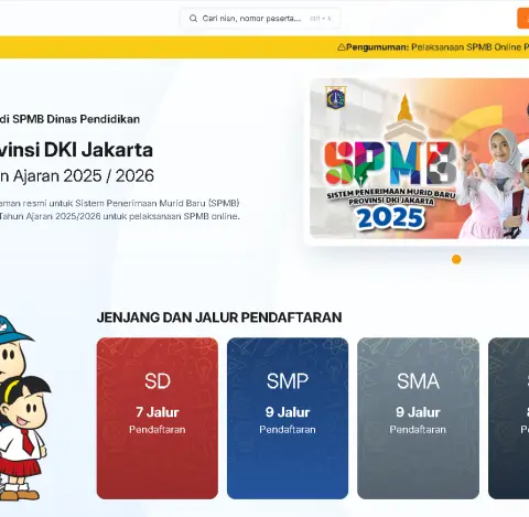 Cerita Perjuangan SPMB SMP Jakarta 2025: Dari Jalur Prestasi Hingga Jalur Kedua 1 Tampilan web SPMB DKI Jakarta tahun 2025